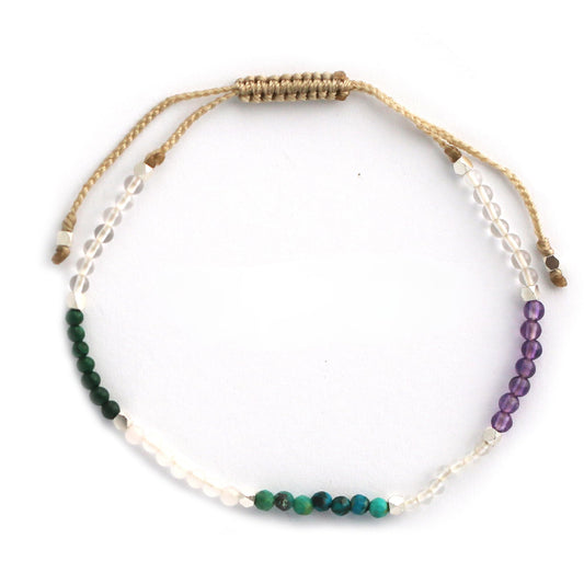 BALIPURA - Birthing Aura Bracelets - 2mm Natural Crystals and Healing Stones Wristlet, Quartz & Solid Silver Beads, 925 Silver Beads For Inner Calmness, Manifestation & Creativity - For Women Gifts