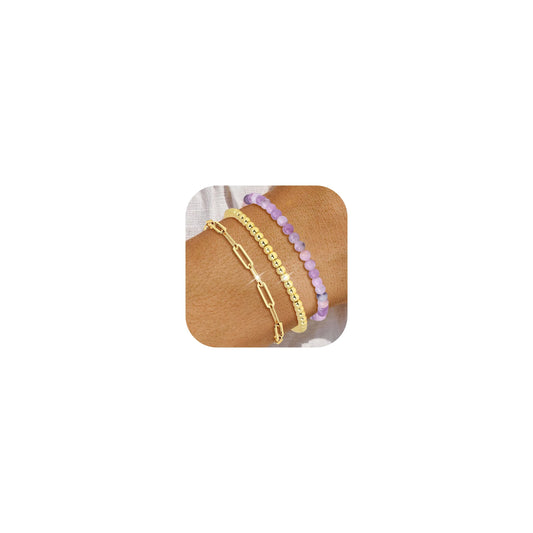 Harry and Henry Gold Beaded Bracelets for Women Gold Crystal Stackable Bracelets for Women Elegant Bead Bracelet Set Boho Jewelry Gift