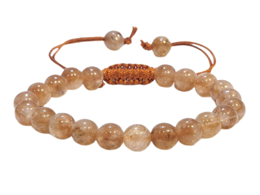 Sunstone Bracelet for Women Men's Gifts - Protection Healing Crystal Bracelet - 8mm Gemstone Beaded Adjustable Bracelet Pulseras Para Hombres Mujer Stocking Stuffers (Sunstone Onyx)