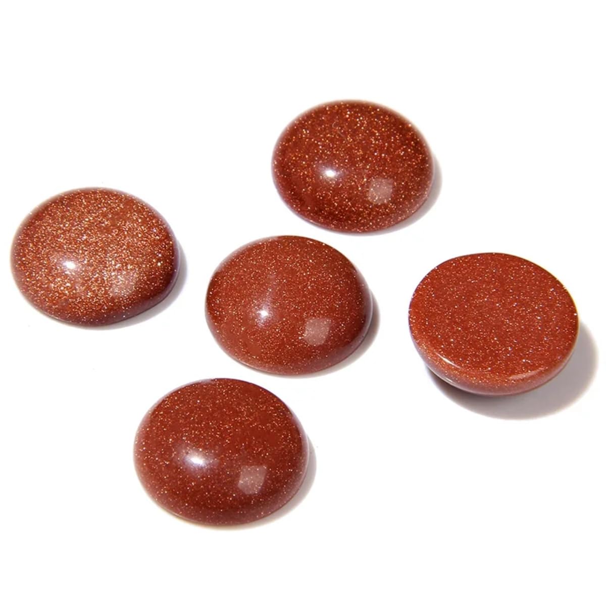 20pcs 10mm Natural Stone No Hole Gold Sandstone Semicircle Smooth Cabochons Beads Healing Chakra Crystal Stone Bead for Jewelry Making Rings Earrings Necklace Bracelet DIY Crafts