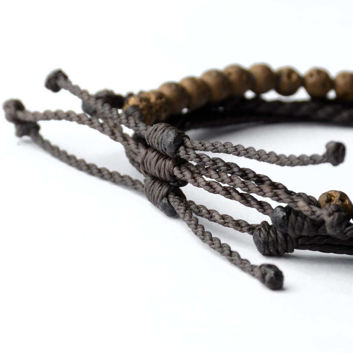 Handmade Natural Stone Beaded Healing Bracelet Gift for Men Adjustable Rope String Bracelet (Copper Lava Rock, Adjustable)