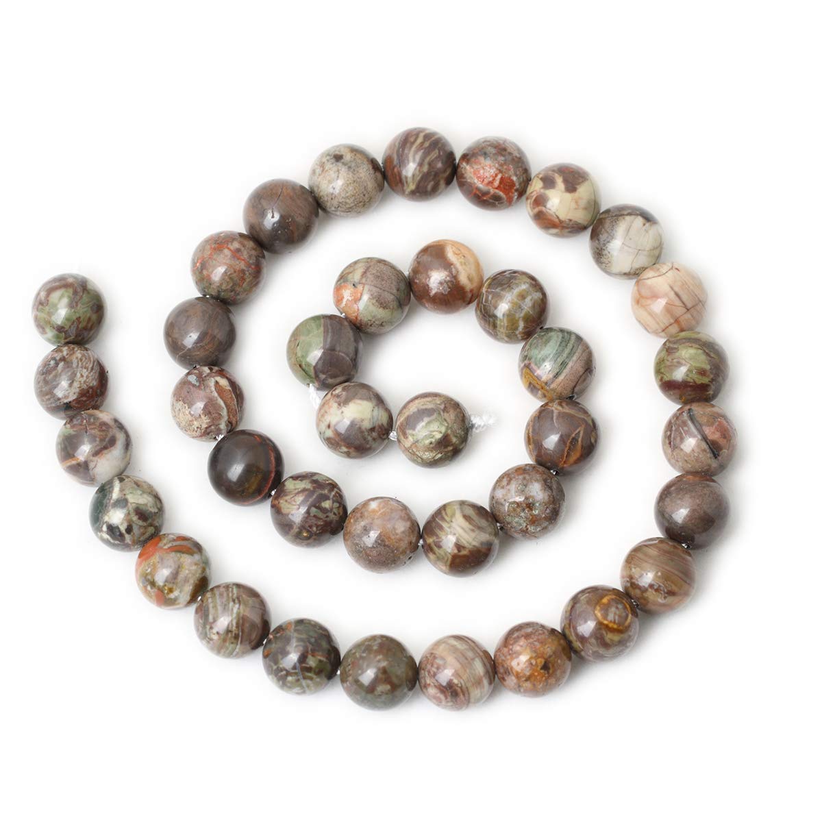 CHEAVIAN 35PCS 10mm Natural Patterned Agate Round Loose Beads for Jewelry Making 1 Strand 15 inches