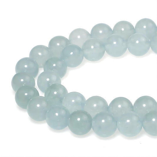 MJDCB Stone Beads 8mm 43pcs Round Grey Blue Jade Loose Gemstone Bead Charms for Jewelry Making Bracelet Necklace Earring Pendant
