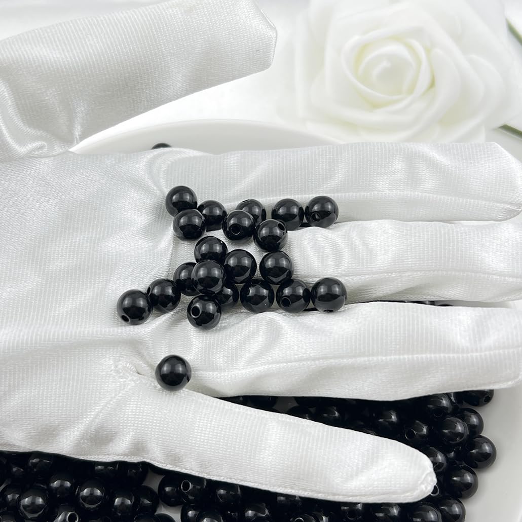 Mulutoo 120Pieces 12MM Acrylic Round Beads Round Acrylic Balls Chunky Beads Smooth Spacer Plastic Pastel Beads Craft Beads for Necklace and Bracelet Making Crafting Supplies(201-black)