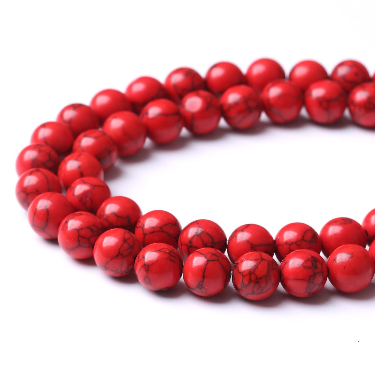 36PCS 10MM Beads Red Turquoise Beads with Mother-of-Pearl Round Loose Beads Natural Gem Beads for Jewelry Making 15"