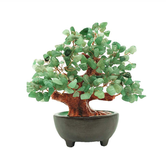 Colorsheng 7 Inch Quartz Crystal Money Tree Bonsai Feng Shui Gem Decoration for Wealth and Luck (Green)