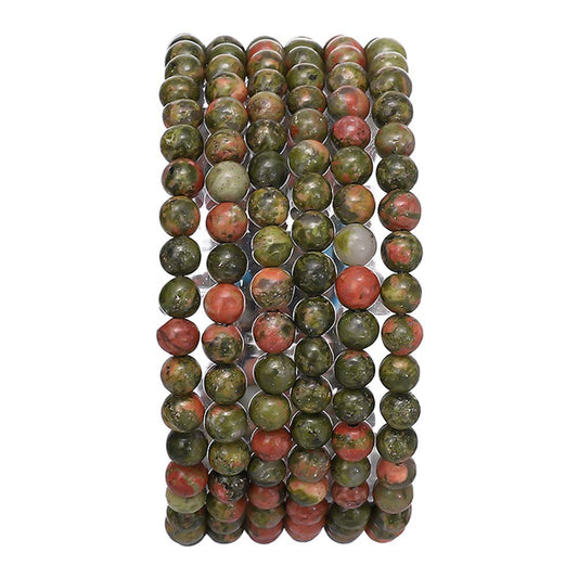 BEADIA Natural Unakite Stone Round Loose Semi Gemstone Beads for Jewelry Making 4MM 38cm/Strand