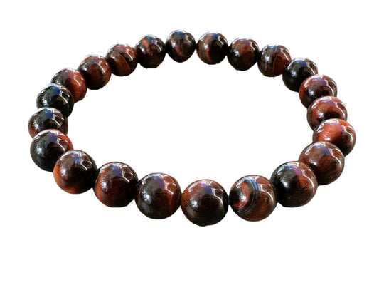 GAF TREASURES Red Tiger Eye Crystal Bead Bracelet 8mm, Genuine Red Tiger Eye Stretch Gemstone Bracelet, Healing Crystal Bracelet, Gift for Men & Women (1)
