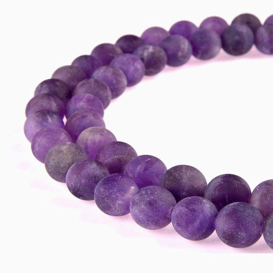 PLTbeads Natural Gemstone Loose Beads Matte Approxi 15.5 inch DIY Bracelet Necklace for Jewelry Making (8mm, Matte Purple Amethyst)