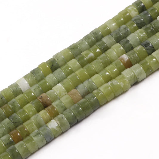 NITOPUPU 150Pcs 4×2mm Natural Taiwan Jade Spacer Stone Beads for Jewelry Making Supplies, Loose Semi Flat Round Gemstone Tube Beads for Bracelets DIY Crafts