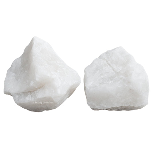 Amazing Gemstone Snow Quartz Raw Crystals and Healing Stones, Natural Rocks for Tumbling - DIY Raw Stones and Crystals, 2 Pieces