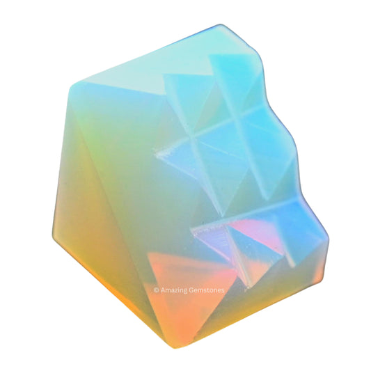 Amazing Gemstone Opalite Crystal Pyramid with 9 Pyramid Plate Bottom - 1" Mini Pyramid Figurine of Natural Stone Pyramid for Meditation, Reiki, Chakra Balancing Vastu Pooja and Crystal Grids