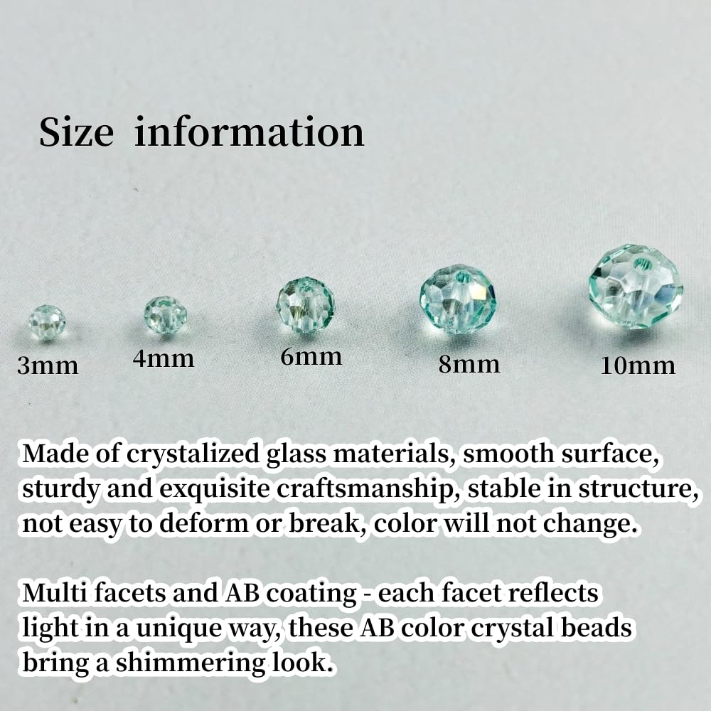 YHYPOCI 200pcs 6mm Crystal Glass Beads for Crafts Faceted Rondelle Glass Beads for Jewelry Making Crystal Spacer Beads for Necklaces Bracelets Earrings DIY Craft(Mint Green AB)