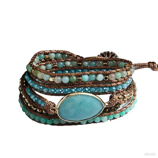 ZOSOJONA Women Wrap Bracelet Boho Natural Jasper Crystal Stone Beads Strand Bracelets