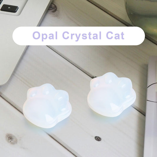 Cat Crystals and Healing Stones, Natural Stone for Anxiety Relief, Pocket-Sized Worry Stones for Stress Relief, Unique Gift for Crystal Cat Lovers Women Men Mother's Day Gifts (White)