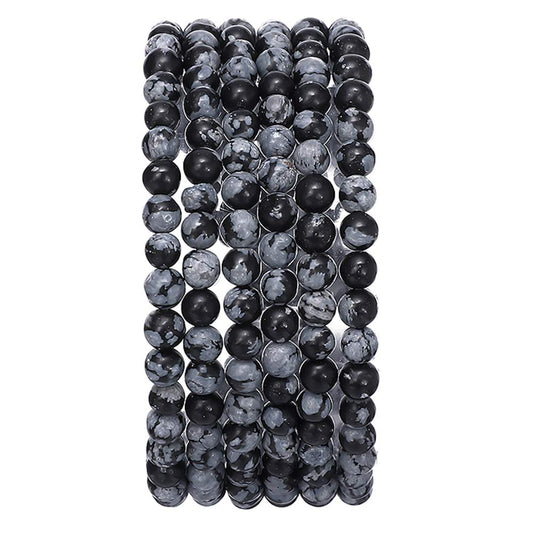 BEADIA Natural Snowflake Obsidian Stone Round Loose Semi Gemstone Beads for Jewelry Making 4MM 38cm/Strand