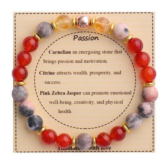 KSQS Healing Stone Bead Bracelet for Women, Natural Gemstones Balance Protection Bracelet, Spiritual Crystal Beads Bracelet Anxiety Relief with Meaning Card(#39)