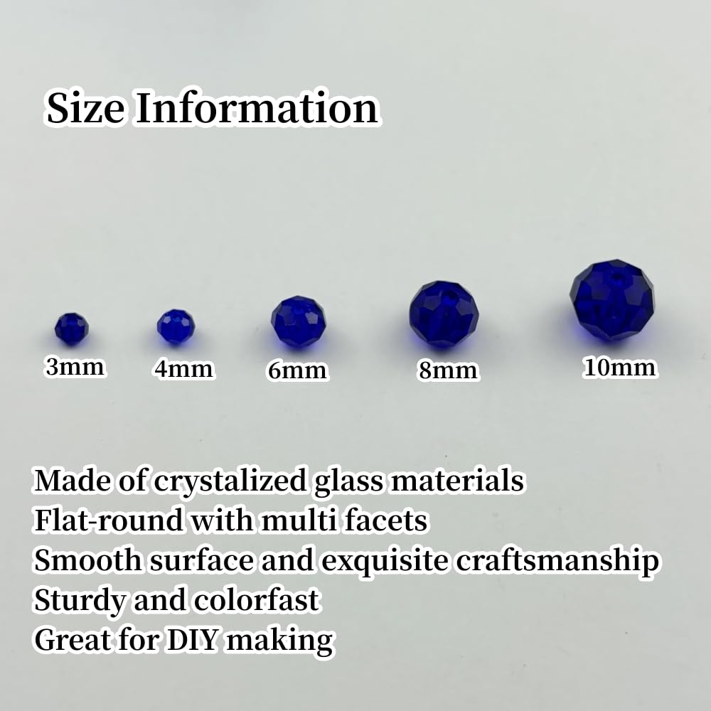 YUEXIGO 60pcs 10mm Crystal Glass Beads for Jewelry Making, Faceted Rondelle Glass Spacer Beads for Wind Chimes Bracelet Earring Necklace DIY Craft(Dark Blue)