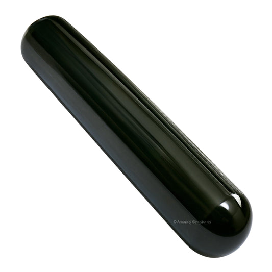 Amazing Gemstone Black Agate Crystal Wand Massage Stick - Pelvic Wand Gua Sha for Adults - Crystals and Healing Stones Massage Wands for Adults Gifts (Smooth)