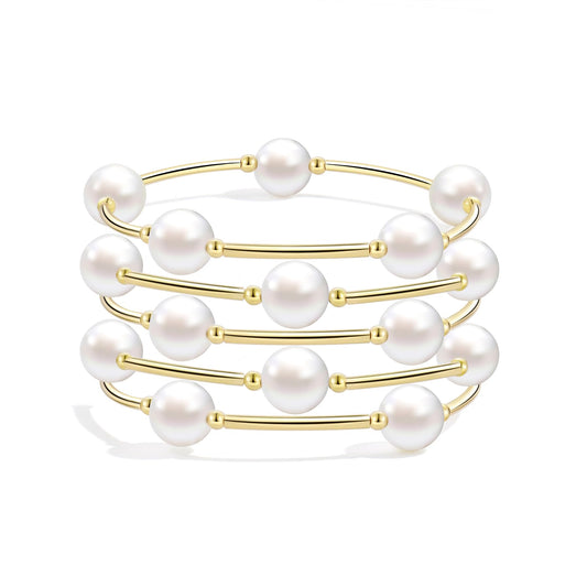Elegance 11 designs Blessing Bracelet 10mm Crystal White Pearl Bracelet Dainty Gold Plated Tube For Women Simple Bridal Gifts For Friends And Loved