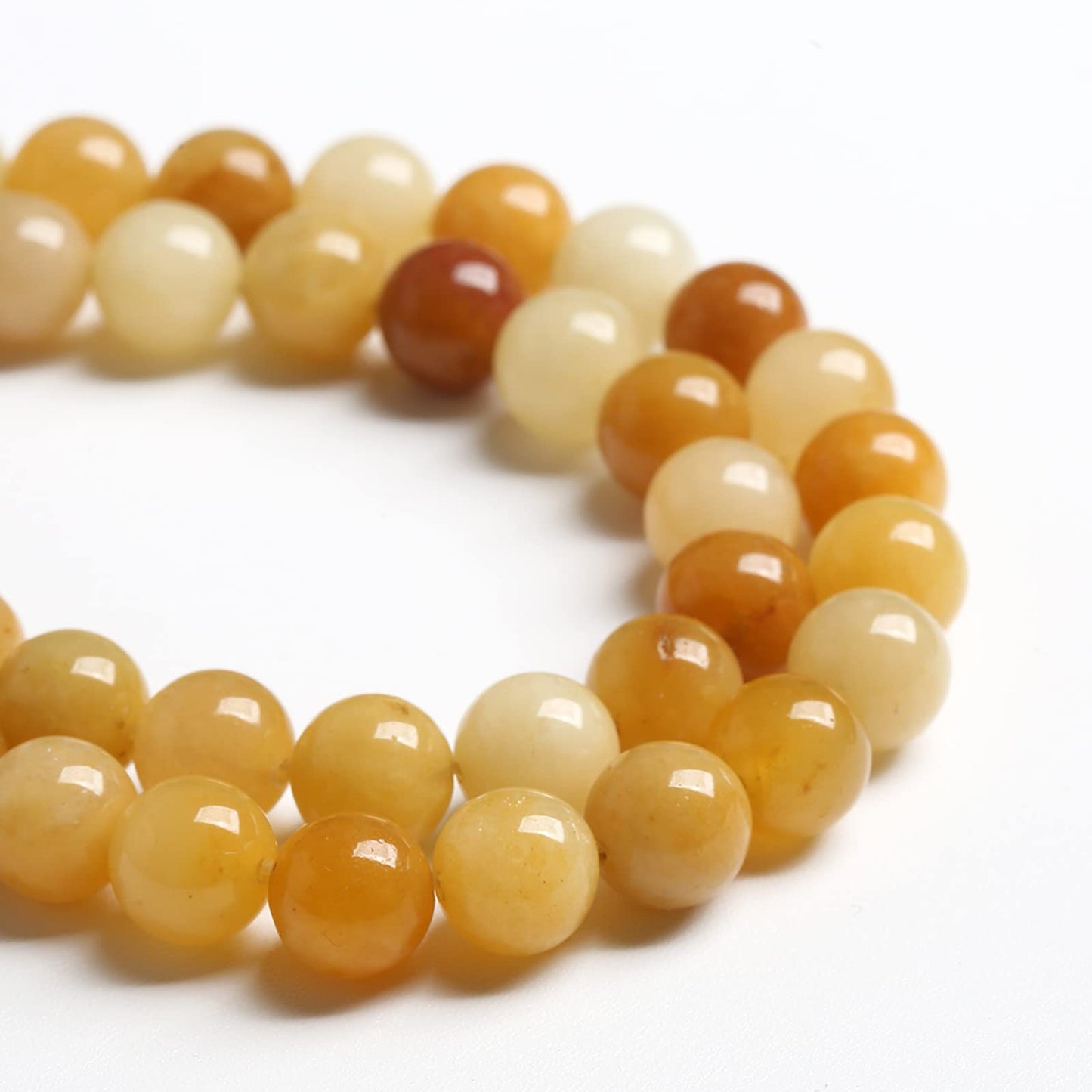 6MM 60PCS Natural Stone Yellow Jade Loose Beads for Jewelry Making DIY Bracelet 1 Strand