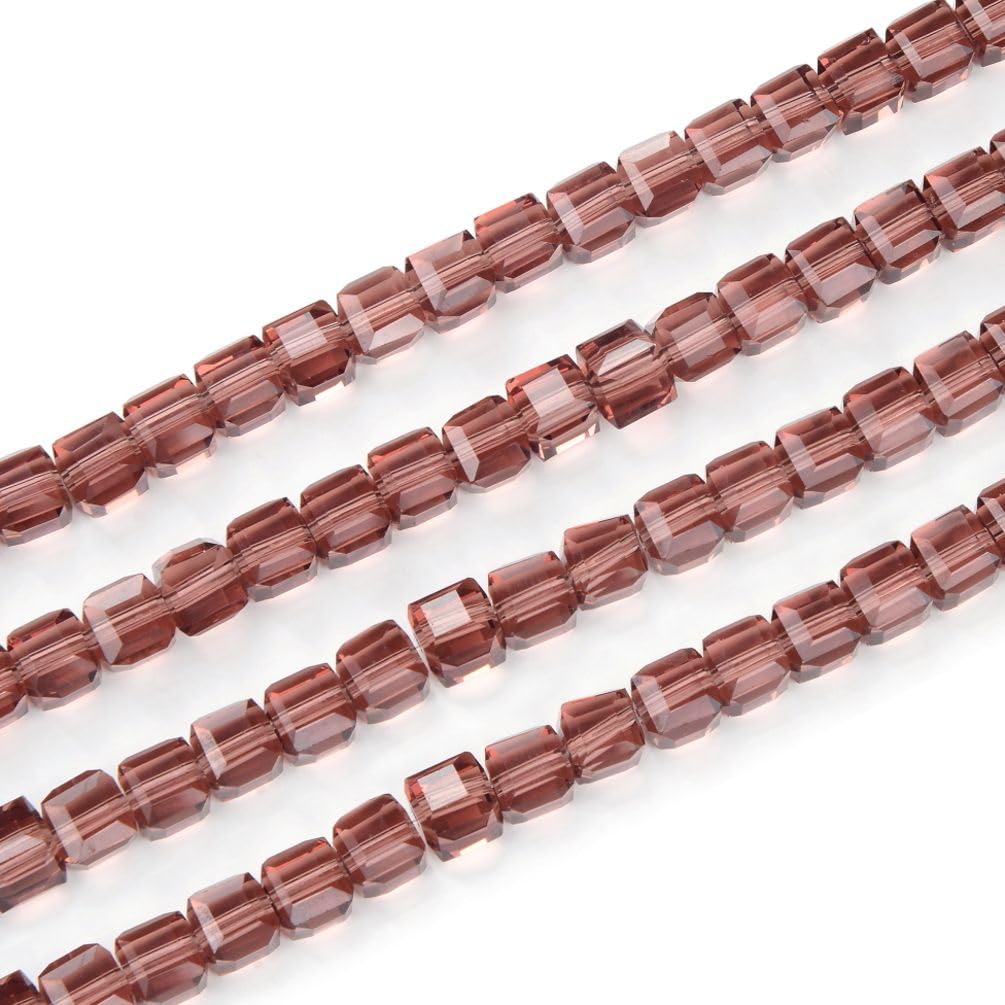 200pcs Czech Faceted Cube Crystal Glass Loose Beads Spacer Bulk 6mm (0.24 Inch) Burgundy Red for DIY Jewelry Craft Making CCC611