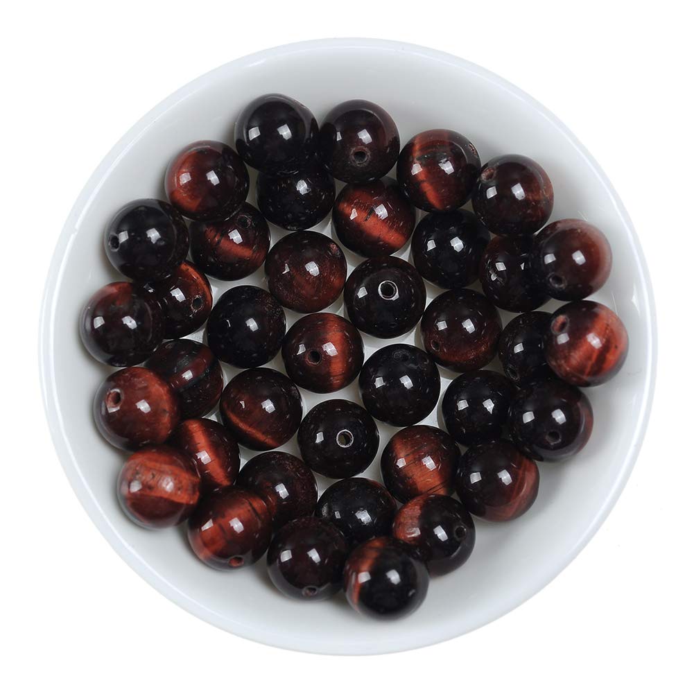Natural Stone Beads 8mm Red Tiger Eye Gemstone Round Loose Beads Crystal Energy Stone Healing Power for Jewelry Making DIY,1 Strand 15"