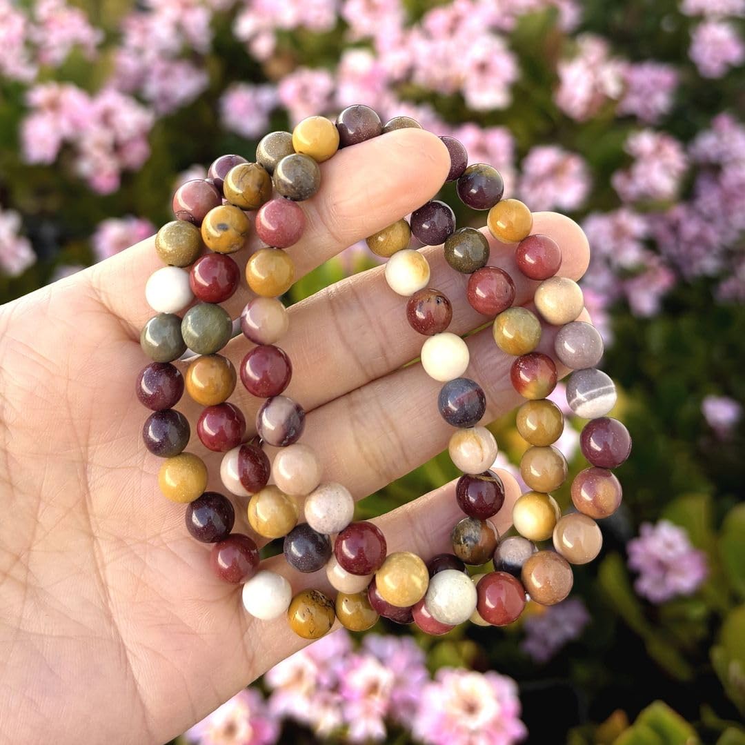 Adabele Real Natural Mookaite Jasper Gemstone Beaded Bracelet 8.5 inch Stretch Chakra Healing Crystal Stone Jewelry Women Birthday Gift (Unisex) GB8-D4