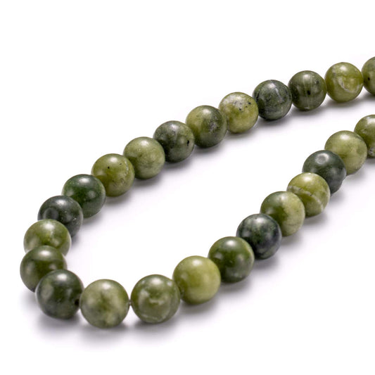 BEADIA Taiwan Green Jade Natural Stone Round Loose Semi Gemstone Beads for Jewelry Making 10MM 38PCS