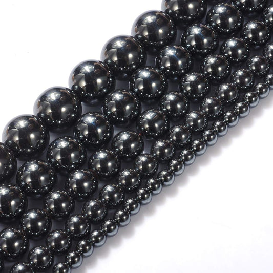 Natural Stone Beads 14mm Hematite Gemstone Round Loose Beads Crystal Energy Stone Healing Power for Jewelry Making DIY,1 Strand 15"