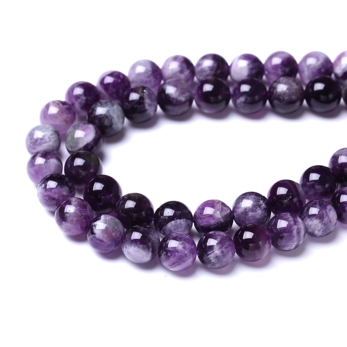 60PCS 6MM Beads Natural Purple Dream Lace Amethysts Stone Round Loose Beads Gemstones for Jewelry Making DIY 15Inches