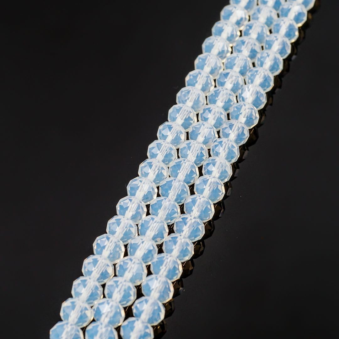200pcs Czech Faceted Rondelle Crystal Glass Loose Beads 6mm Spacer Bulk White Opal for DIY Craft Jewelry Making CCR634