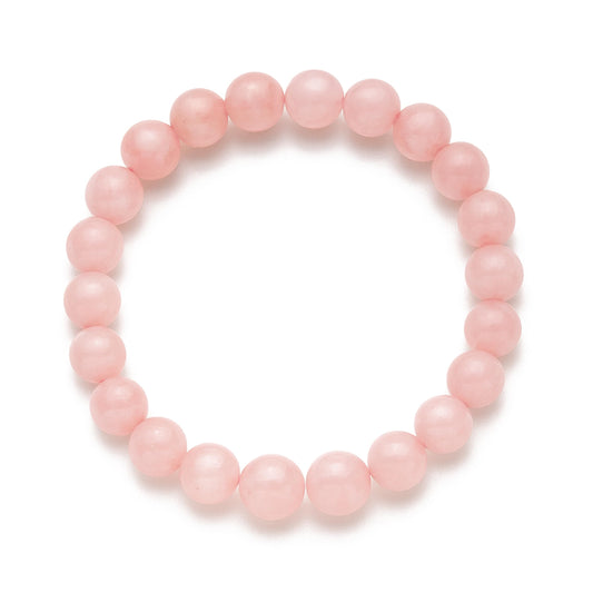 Joyfulmuze Rose Quartz Stretch Bracelet, Brings Unconditional Love Romance Passion, Pink Stone Heart Chakra, Handmade Jewelry Gift for Her and Him, (Rose-Quartz)