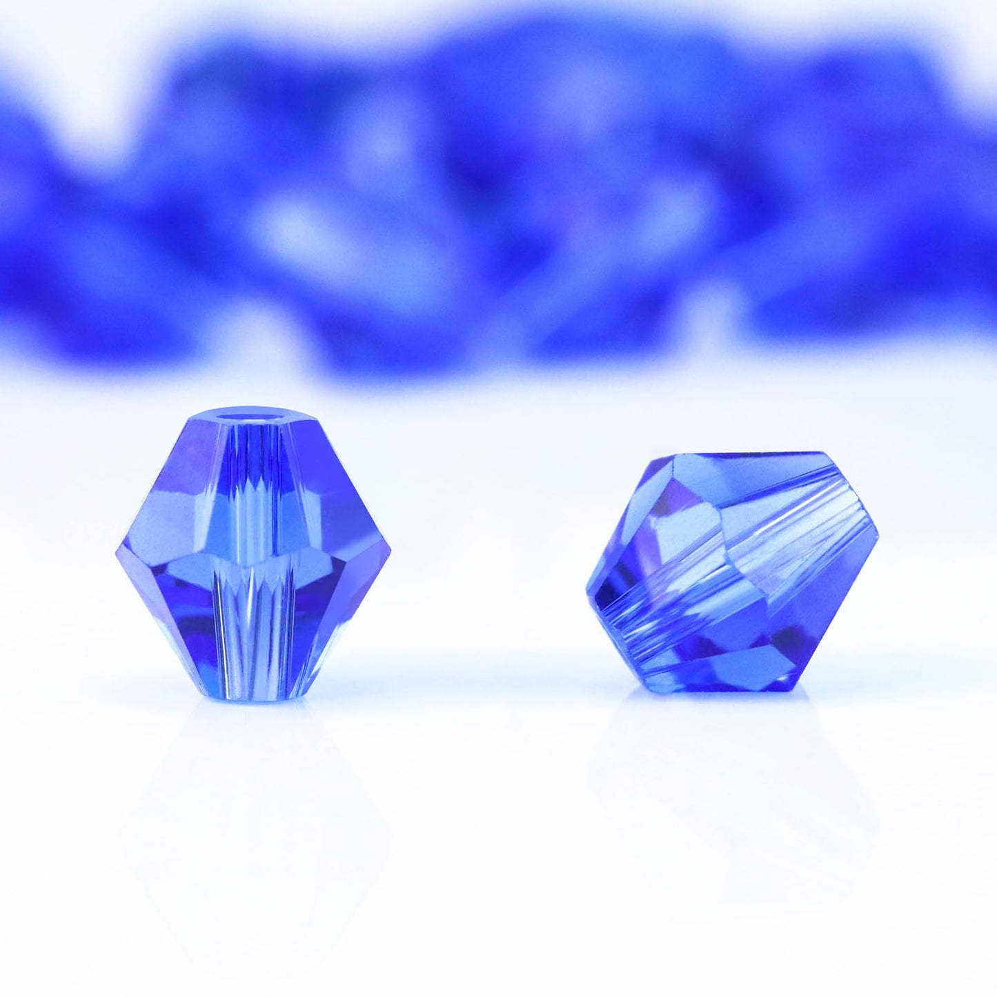 Dowarm 250PCS 6MM Faceted Bicone Crystal Beads for Crafts, Jewelry Making, DIY Bracelet, Necklace, Dolls, Wine Charms, Wind Chimes, Suncatchers, Loose Spacer Glass Beads, Medium Blue