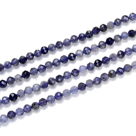 Adabele 15 Inch Natural Iolite Dichroite Healing Gemstone 3mm (0.12 Inch) Tiny Small Faceted Round Loose Beads Stone Spacer (110-120pcs) for Craft Jewelry Making GK3-20
