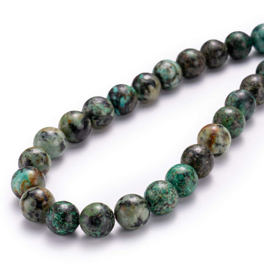BEADIA Natural African Turquoise Stone Round Loose Semi Gemstone Beads for Jewelry Making 10MM 38PCS