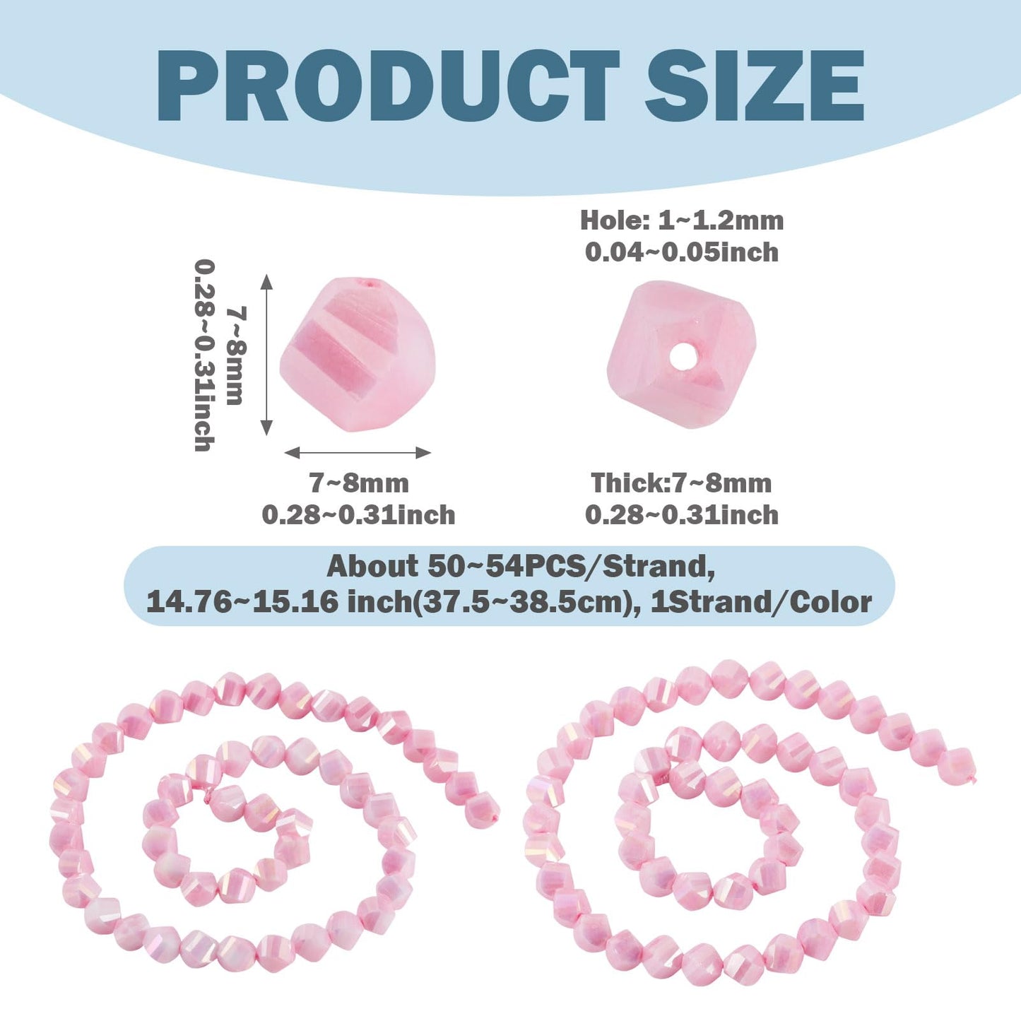 Elecrelive 100Pcs Pink Faceted Glass Beads Twist Crystal Beads Two Tone Imitation Jade Gems for Bracelet Necklace Jewelry Making