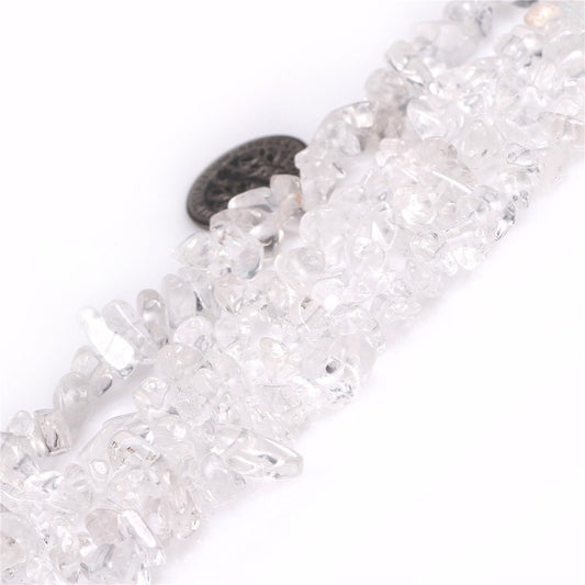 HAAMIIQII 5-8mm Natural White Clear Crystal Rock Quartz Chips Beads Irregular Chip Stones Loose Gemstone Beads for Jewelry Making Strand 30 Inch