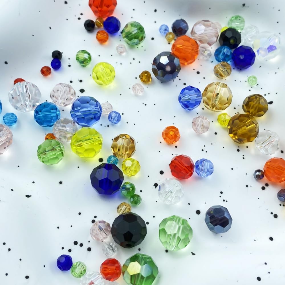 Xinhongo Crystal Glass Beads 200 Pieces 6mm Round Faceted Glass Spacer Beads for Jewelry Making Bracelet Earring Necklace DIY Craft Supplies(Crystal Clear)