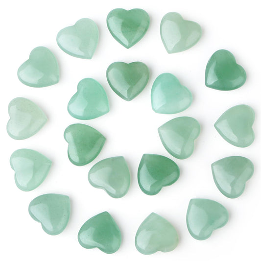 YATOJUZI 20PCS Green Aventurine Heart Stone Natural Healing Crystals Love Crystal Heart Bulk Wholesale Polished Stones Cute Pocket Gemstones Reiki Energy Gifts for Women