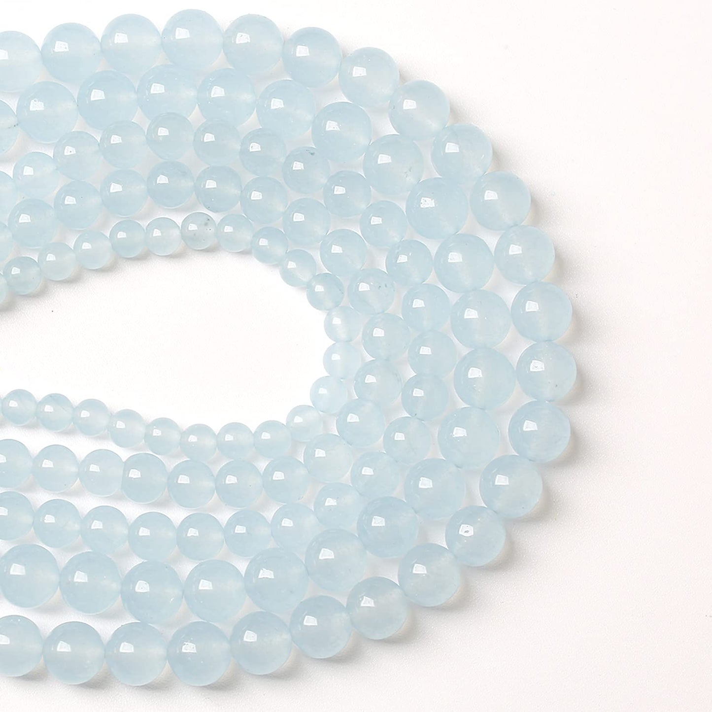 4MM 86PCS Natural Stone Light Blue Chalcedony Loose Beads for Jewelry Making DIY Bracelet Necklace