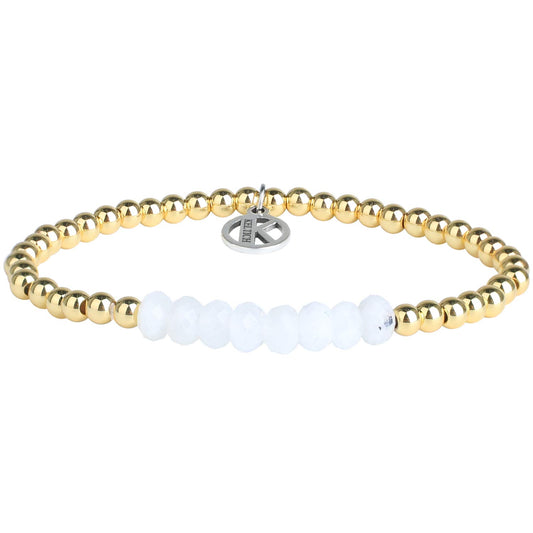 KELITCH Women Silver Stretch Bracelets Crystal Turquoise Beaded Bracelet Gold Stretch Bracelets Agate Bracelets