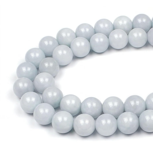 MJDCB Natural Round Aquamarine Gemstone Spacer Loose Beads Spacer Beads for DIY Jewelry Making Strand 15"