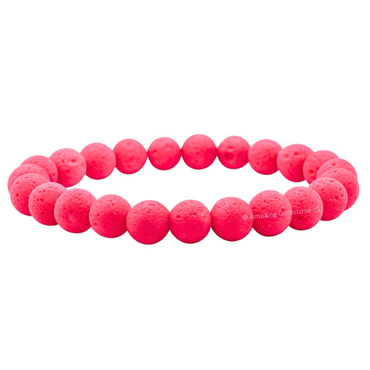 Amazing Gemstone Crystal Bracelet for Women Men's Gifts - Protection Healing Crystal Bracelet - 8mm Gemstone Beaded Stretchable Bracelet Pulseras Para Hombres Mujer Stocking Stuffers Mothers Day Gift (Pink Lava)
