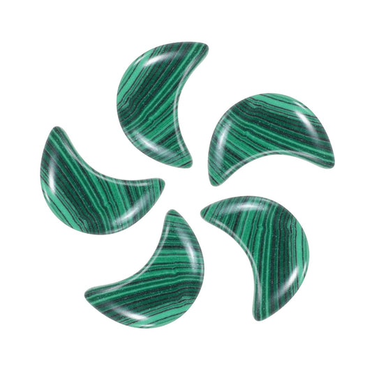 MECCANIXITY 5 Pcs Moon Crystal Worry Stone, 0.5 Inch Length Natural Malachite Crystal Moon Gemstone Bulk, Carved Pocket Stones for Meditation Balancing Pendant Decor