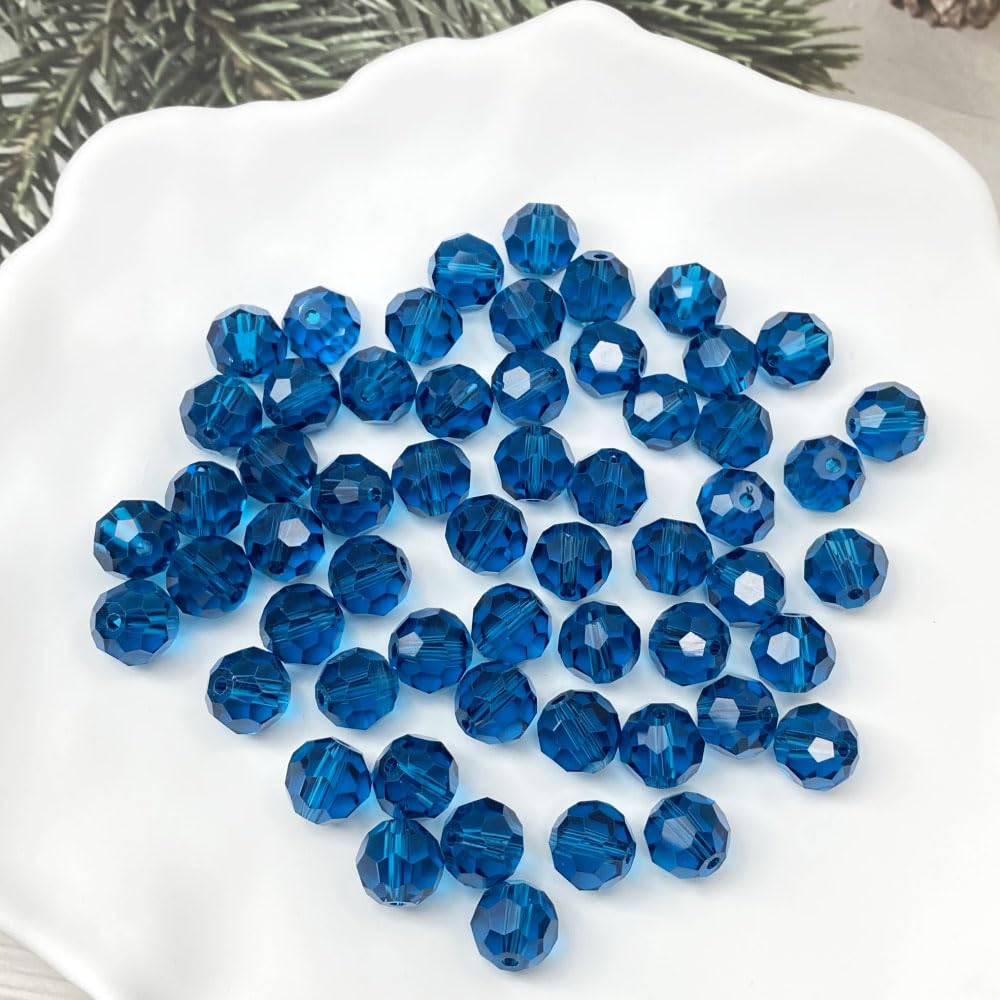 LIMAOLLY 250pcs 6mm Faceted Crystal Glass Beads Round Spacer Beads for Jewelry Making DIY Craft Making Necklace Bracelet Earring Wind Chimes Suncatchers Ornament(507-Peacoca Blue)