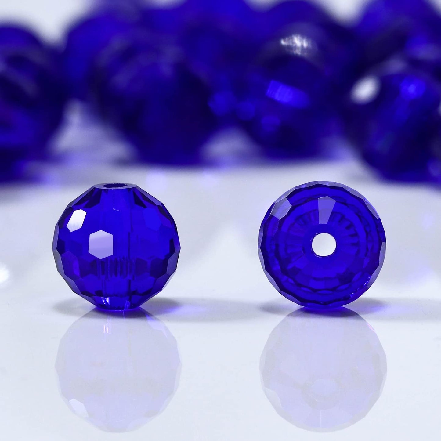 Dowarm 150PCS 6MM Round Crystal Glass Beads for Jewelry Making, Dark Blue Faceted Crystal Rondelle Spacer Beads for Crafts Bracelet Wind Chimes Suncatcher