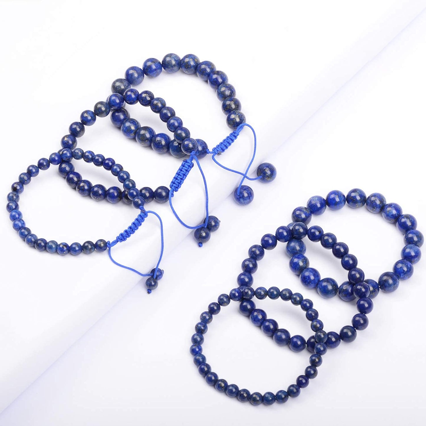 AD Beads Natural Gemstone Round Loose Beads 15" for Bracelet Necklace Earrings Jwelery Making Crafts DIY (6mm, Blue Lapis)