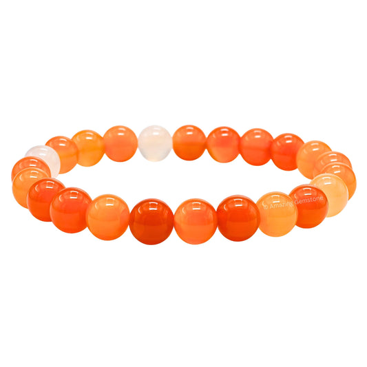 Amazing Gemstone Crystal Bracelet for Women Men's Gifts - Protection Healing Crystal Bracelet - 8mm Gemstone Beaded Stretchable Bracelet Pulseras Para Hombres Mujer Stocking Stuffers Mothers Day Gift (Carnelian)