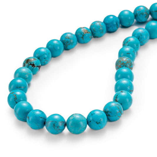 BEADIA Natural Blue Turquoise Stone Round Loose Semi Gemstone Beads for Jewelry Making 8MM 44PCS